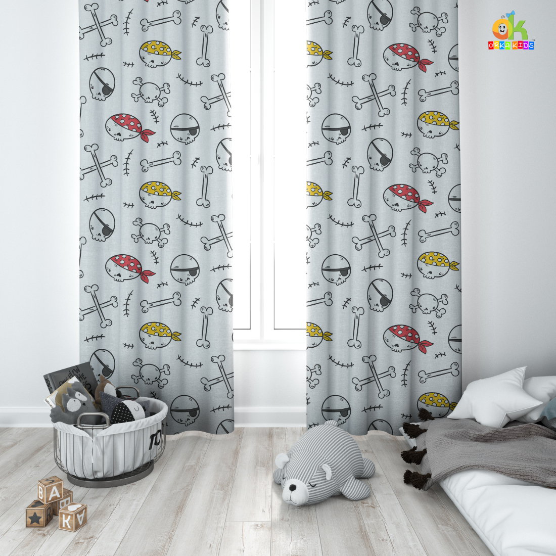 Orka Kids Door Curtain Pack of 2, (D17)